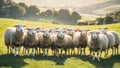 A flock of sheep in a green field