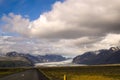 Flock of sheep running on the road in Iceland Royalty Free Stock Photo