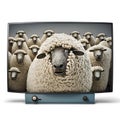 A flock of sheep is watching you from the television Royalty Free Stock Photo