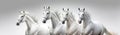 A flock of white beautiful horses on a white background. Generative AI Royalty Free Stock Photo