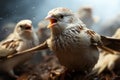 Flock of wild sparrows, showcasing the charming Passer montanus species