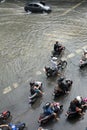 Flood in Bangkok during the rainy season Royalty Free Stock Photo