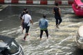 Flood in Bangkok during the rainy season Royalty Free Stock Photo