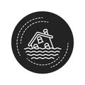 Flood black glyph icon. An overflow of water that submerges land that is usually dry. Pictogram for web page, mobile app, promo.