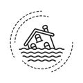 Flood black line icon. An overflow of water that submerges land that is usually dry. Pictogram for web page, mobile app, promo. UI