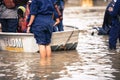 Flood caused by tropical storm near river town in Malaysia Royalty Free Stock Photo