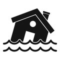 Flood destroy house icon, simple style