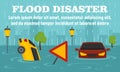 Flood disaster concept banner, flat style Royalty Free Stock Photo