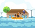 Flood disaster illustration concept Royalty Free Stock Photo