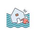 Color illustration icon for Flood, hurricane and earthquake Royalty Free Stock Photo