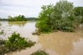 flood flooded fields and houses climate change Royalty Free Stock Photo