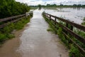 flood flooded fields and houses climate change Royalty Free Stock Photo