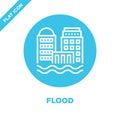 flood icon vector from global warming collection. Thin line flood outline icon vector illustration. Linear symbol for use on web