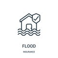 flood icon vector from insurance collection. Thin line flood outline icon vector illustration. Linear symbol