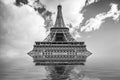 Flood illustration with Eiffel tower, Paris