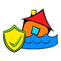 Flood insurance icon cartoon Royalty Free Stock Photo