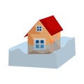 Flood insurance icon, cartoon style