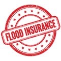 FLOOD INSURANCE text on red grungy round rubber stamp