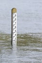 Flood level water depth marker post