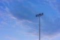 Flood light tower with blue sky Royalty Free Stock Photo