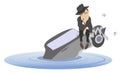 Flood, man and sinking car isolated Royalty Free Stock Photo