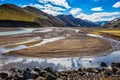 The flood of meltwater flooded the road Royalty Free Stock Photo