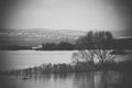 Flood - a natural phenomenon. Spilled lake