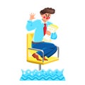 Flood In Office Saving Manager On Chair Vector
