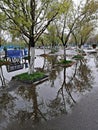 Flood - in the park after rain Royalty Free Stock Photo