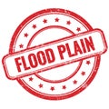 FLOOD PLAIN text on red grungy round rubber stamp