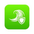 Flood protection icon green vector