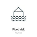 Flood risk outline vector icon. Thin line black flood risk icon, flat vector simple element illustration from editable insurance