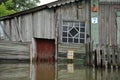 Flood. The river Ob, which emerged from the shores, flooded the outskirts of the city.