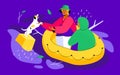 Flood safety - colorful flat design style illustration