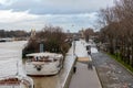 Flood of the Seine river in Paris near Pont Alexandre III