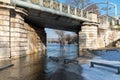 Flood of the Seine river with Pont Bir-Hakeim in the background in Paris Royalty Free Stock Photo