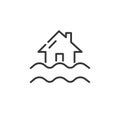 Flood thin line icon. Isolated weather vector illustration