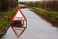 Flood warning sign Royalty Free Stock Photo