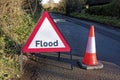 Flood Warning Sign in Wiltshire, UK after Storm Henk