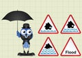 Flood warning sign collection Royalty Free Stock Photo