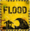 Flood warning sign, Royalty Free Stock Photo