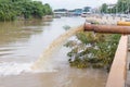Flood water being pumped Royalty Free Stock Photo
