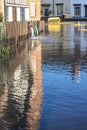 Bewdley floodwater being pumped from riverside residential homes,near Bewdley Bridge,Worcestershire,England,UK