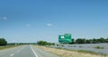 Flood waters approach interstate I-40 near Webbers Falls, OK