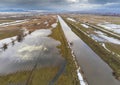 Flooded areas near Olt river in Romania,