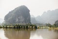 Flooded Asian country against the backdrop of the mountains in t Royalty Free Stock Photo