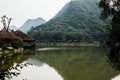 Flooded Asian country against the backdrop of the mountains in t Royalty Free Stock Photo