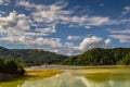 Flooded church in toxic polluted lake due to copper mining, Geamana Village