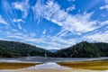 Flooded church in toxic polluted lake due to copper mining, Geamana Village