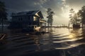 Flooded city streets after severe flooding Royalty Free Stock Photo